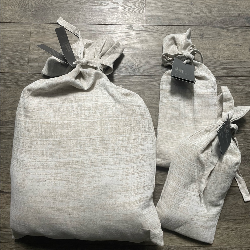 NWT Restoration Hardware Dune Cotton Linen Duvet Cover King with 2 Pillow Shams